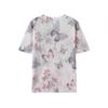 Women Summer Short Sleeve Knitted Sweater V-Neck Lightweight Pullover Tops Elegant Butterfly Floral Print