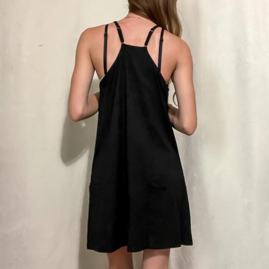 Women's Nightgown Sleeveless Chemise Pajama Dress Spaghetti Strap Racerback Tank Dress with Pockets