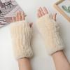 New Women 100% Real Genuine Knitted Rex Rabbit Fur Mittens Winter Warm Lady Real Fur Fingerless Gloves Handmade Knit Fur Mitten
