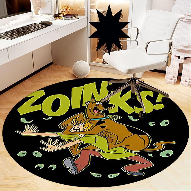 Scooby-Doo Printed Round Rug Carpet Chair Rug Area Rug Entryway Doormats,for Office Chair Living Room Bedroom Kitchen Room.