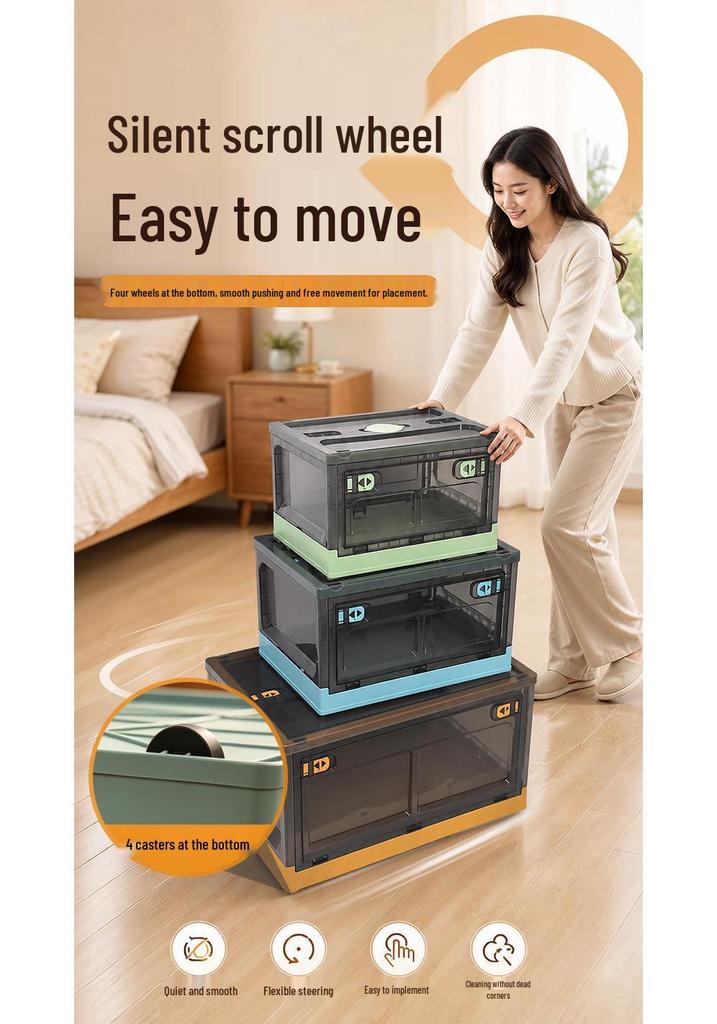 Thickened Foldable Transparent Storage Box with Double Doors - Large Capacity for Small Apartments