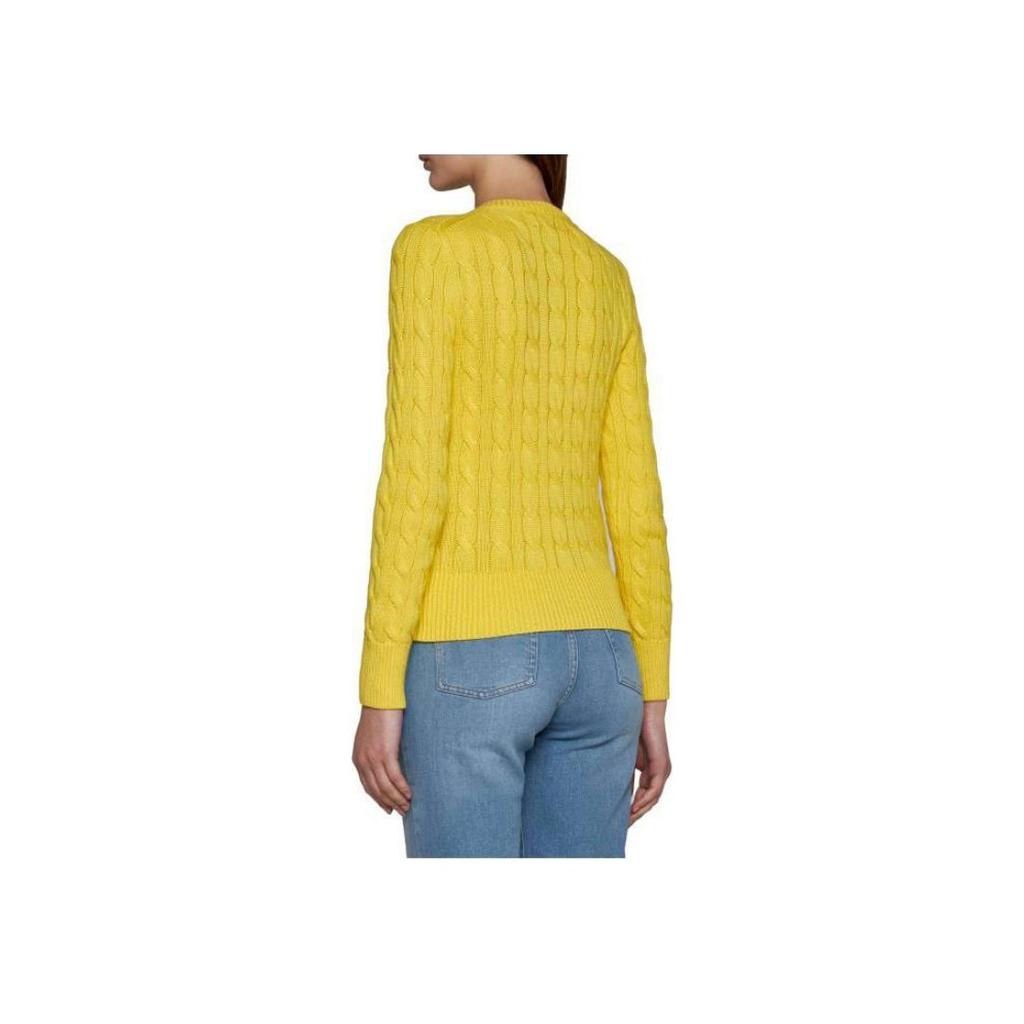 Polo Ralph Lauren Solid Color Single-Breasted Round Neck Long Sleeve Knit Sweater Women Sweater Yellow 211891643-011
