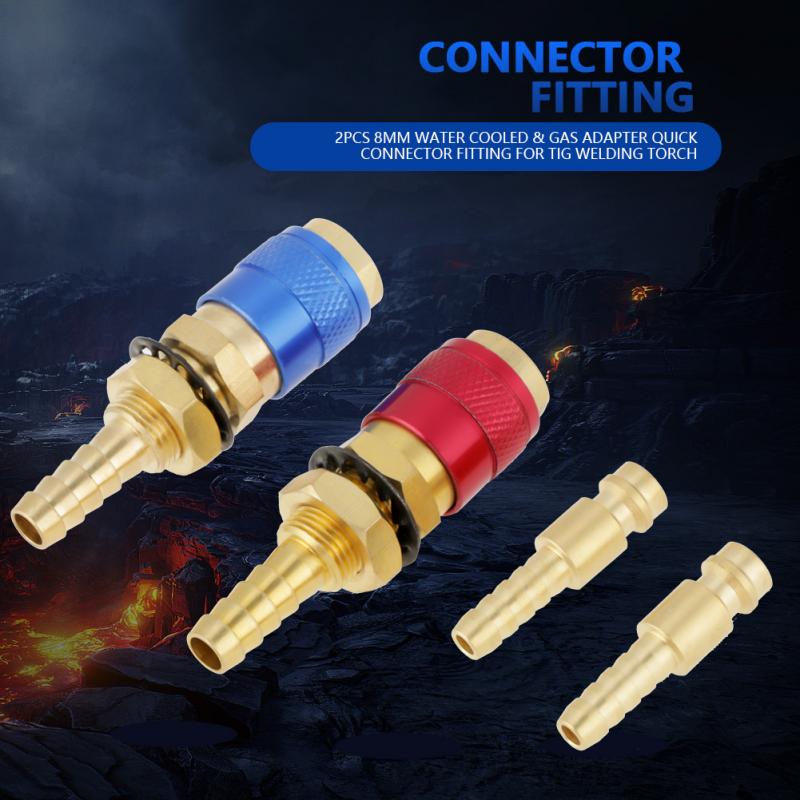 Gas Adapter Welding Quick Connector TIG Torch Water Cooled 2pcs Red Fitting