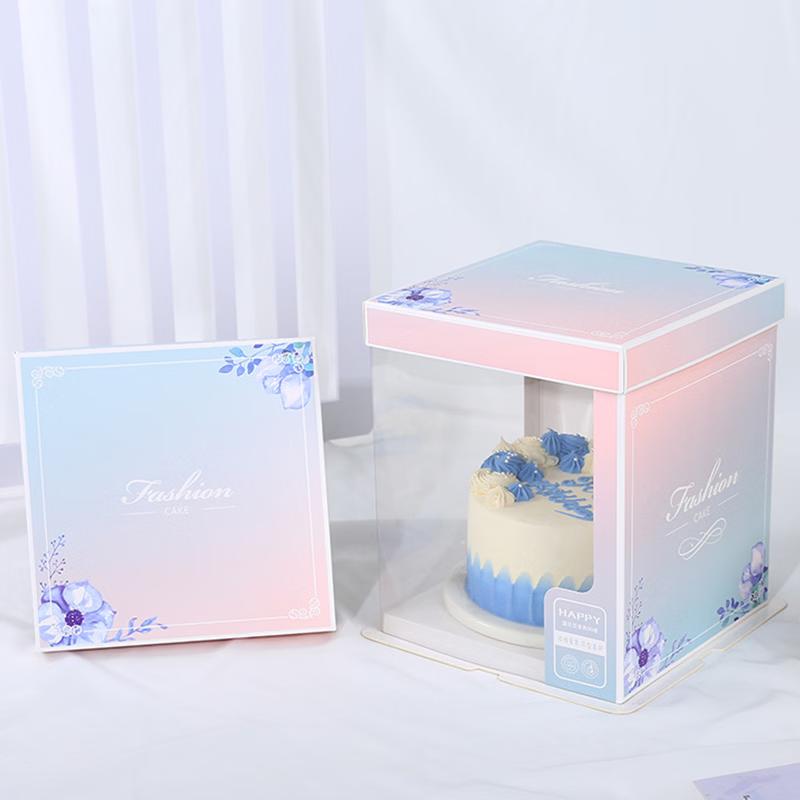 Translucent Birthday Cake Packaging Box 12-inch Double Layer (5 Pcs)