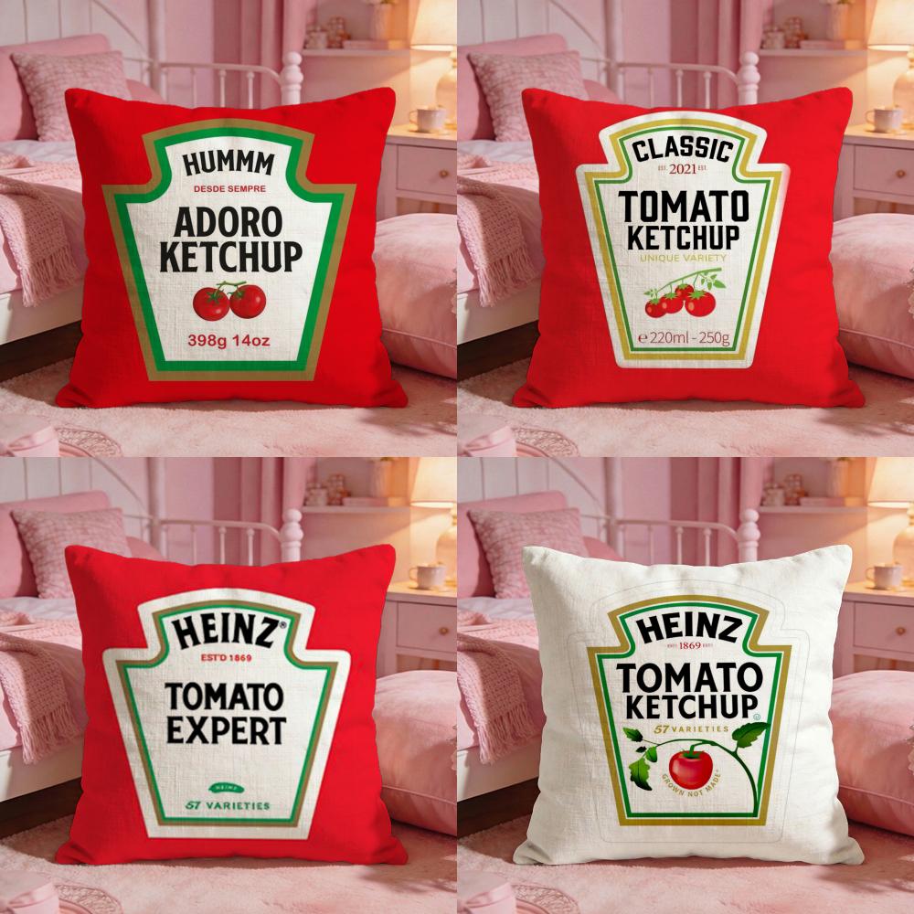 Vintage Label KKetchup Label Cushion Cover Premium Comfort Reversible Pillow Cove Two in One Design for Any Room Car Interior