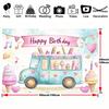 Pastel Blue Ice Cream Van Tapestry for Birthday Celebration