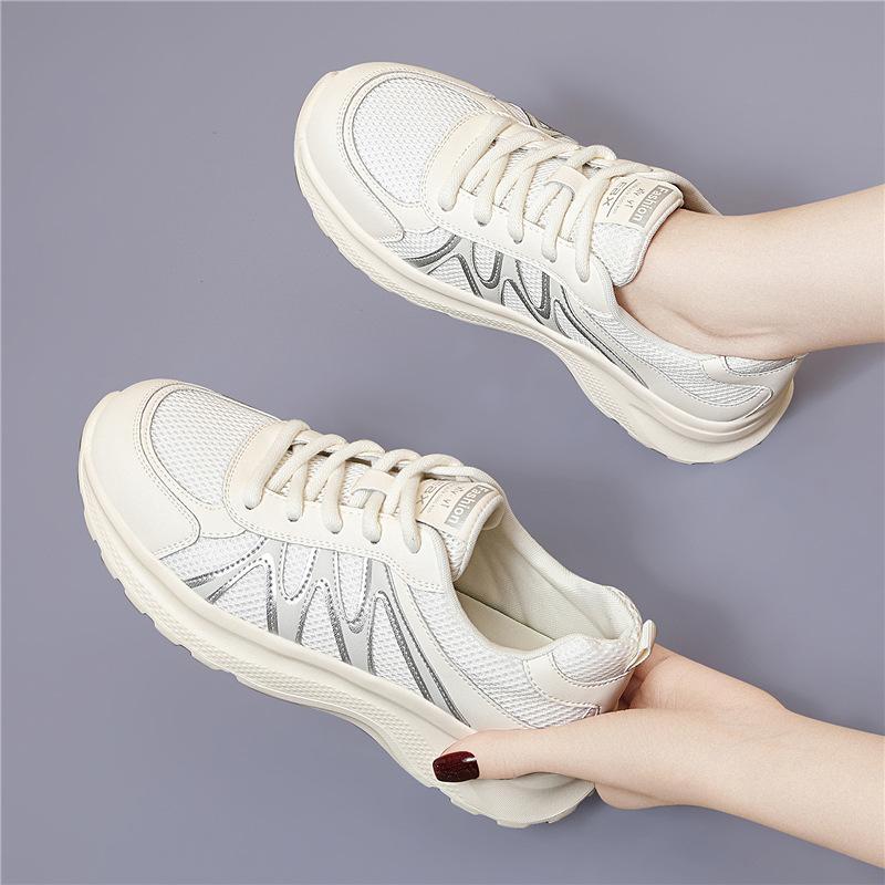 

Autumn new fashion and versatile platform sole heightening double net dad shoes women s casual sports white shoes leather women s shoes 35