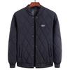 Men's Black Diamond Quilted Baseball Collar Button Up Light Padded Bomber Jacket
