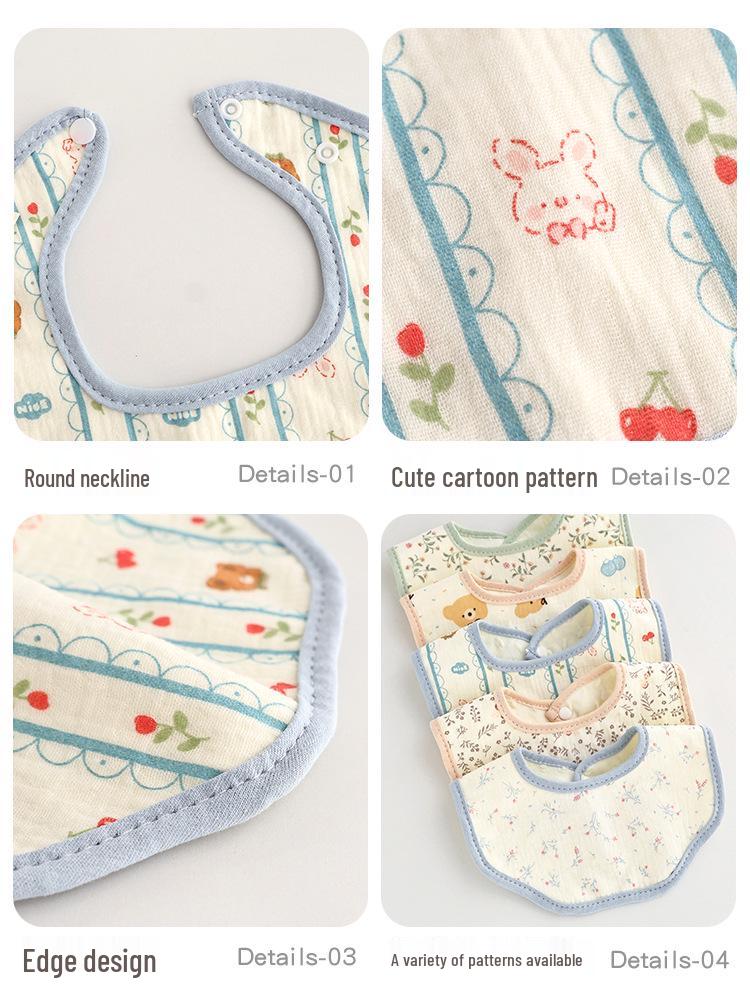Waterproof Baby Bib, Pure Cotton, Breathable, Anti-Spit Up, Bean Pattern, Newborn Neck Gaiter