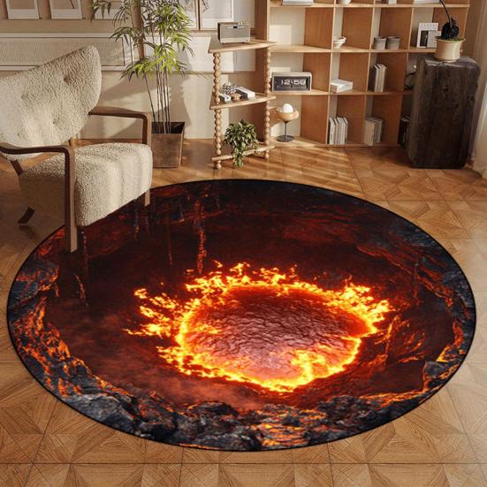 Round 3D Hole Rug Realistic Optical Illusion Floor Mat Machine Washable Non-Slip Bedroom Area Rug for Entrance Living Room