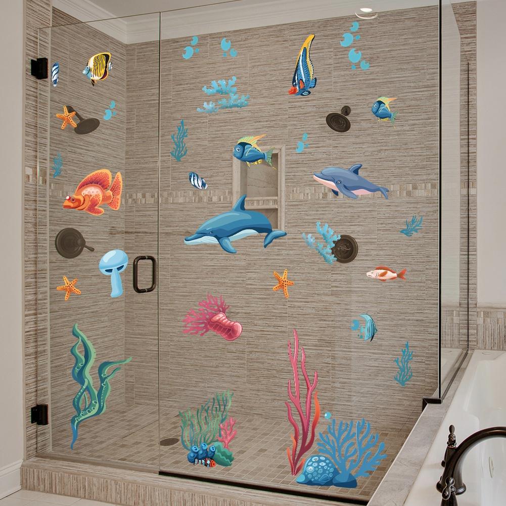 

Cartoon Underwater Life Static Cling Decal for Glass Doors Kitchen Bathroom For Home Decor PVC Material 11.81 x 35.43 in China Mainland