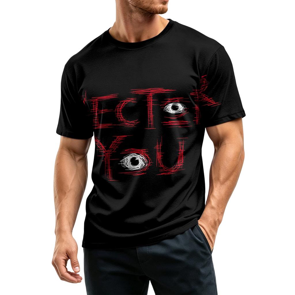 Men's Casual Lightweight Breathable Short Sleeve T-Shirt with Halloween Print Crew Neck Comfortable Fit for Daily Wear