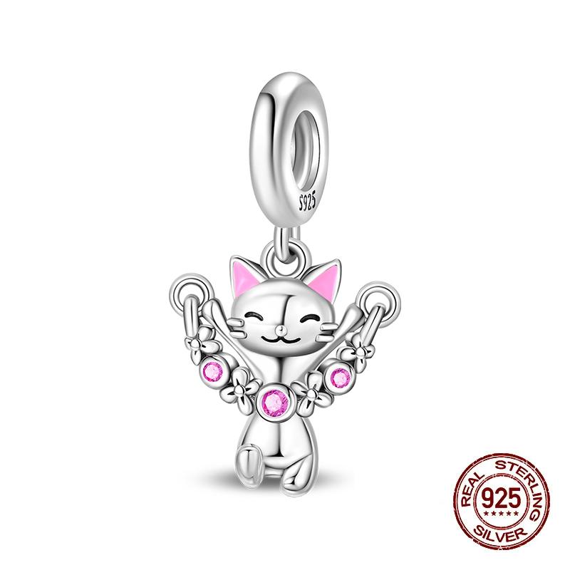 Charms Copper Moon Luminous Magical Cat Charms Beads Fit Original Bracelets Fashion Diy Jewelry Birthday Gifts