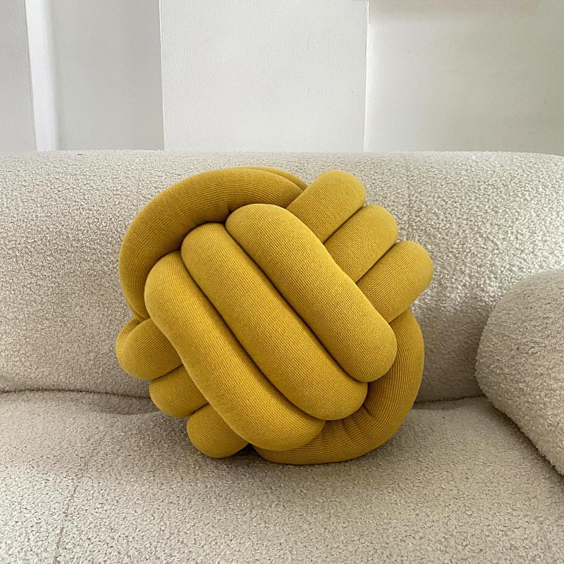 Nordic Wool Ball Pillow With Knitted Texture For Home Decor And Lounge Comfort