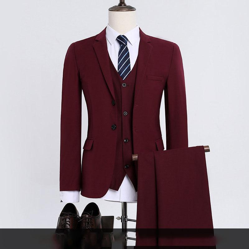 Pánský oblek se dvěma knoflíky (oblek + kalhoty) Pohledný Slim-fit Business Professional Work Formální dvoudílná sada XS-6XL