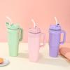 30oz Double Wall Stainless Steel Travel Mug With Handle Straw Insulated Car Cup Office Outdoor Use