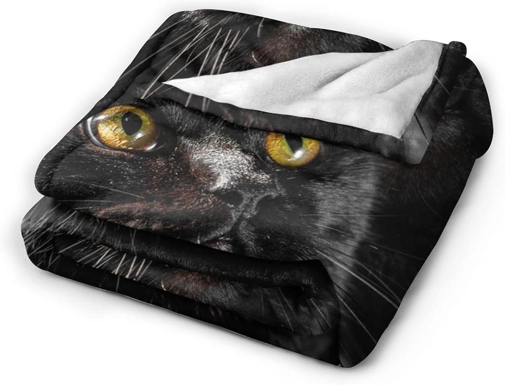 Black Cat Throw Blanket Soft Cozy Plush Warm Fleece Blanket for Sofa Couch Bed