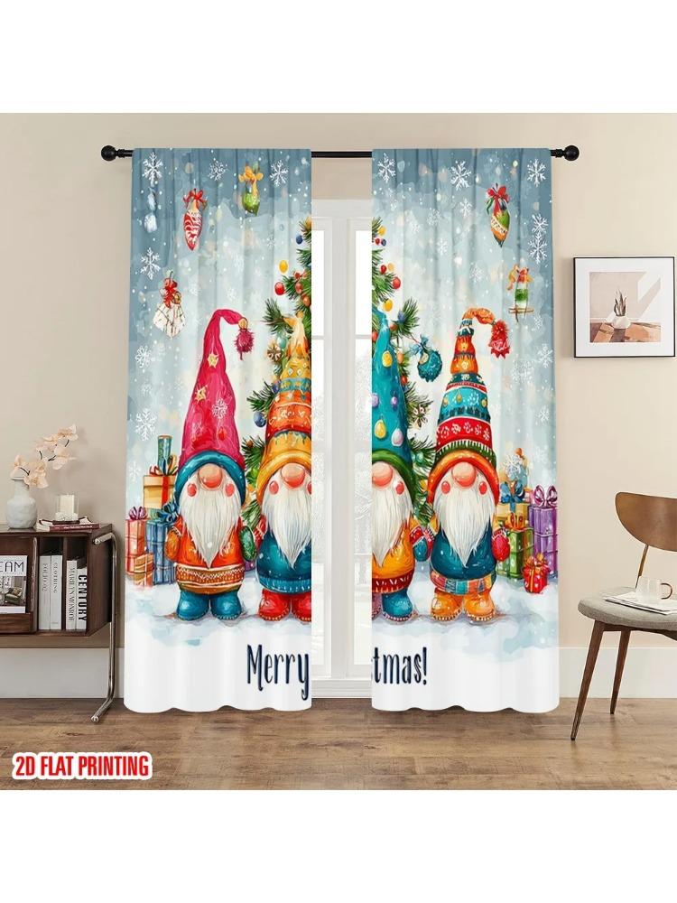 

Plane Printing Curtains Digital Printed Merry Christmas Versatile Polyester Without Rod Art Made Of W100*H70(CM)-Rod Pocket&1PCS