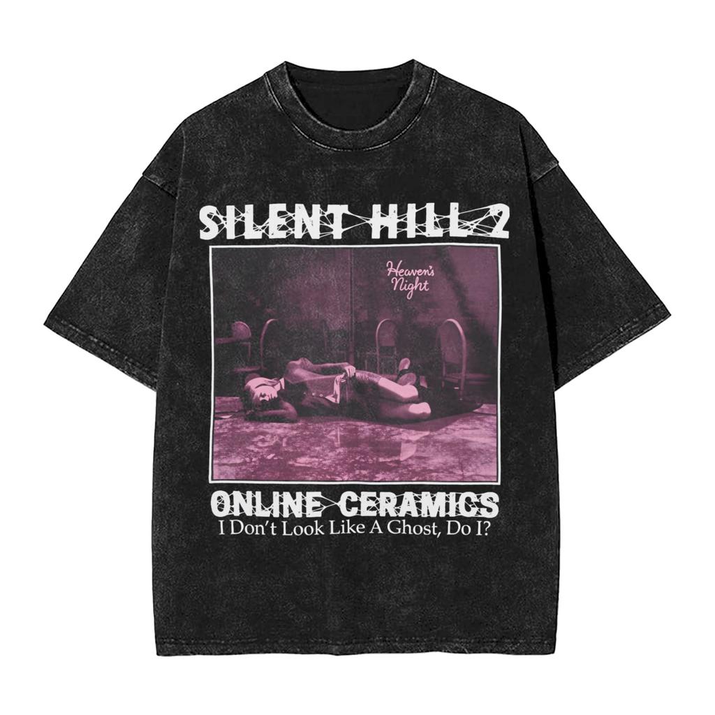 Washed T Shirt Silent Hill Emblem The Halo Of The Sun Tshirt Oversize Pc Videogames Survival Horror 100 Cotton Printed Tees