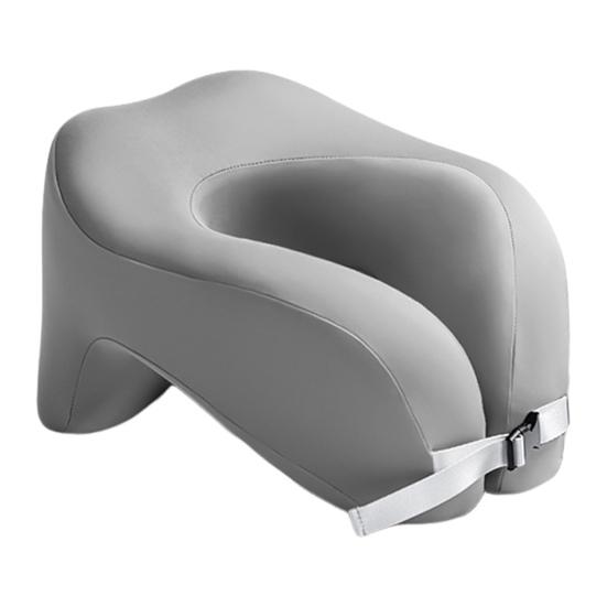 U-shaped Pillow Memory Foam Thick Elastic Slow Bounce Travel Neck Pillow Adjustable Band Pain Relief Long Flight Neck Support Office Nap Pillow