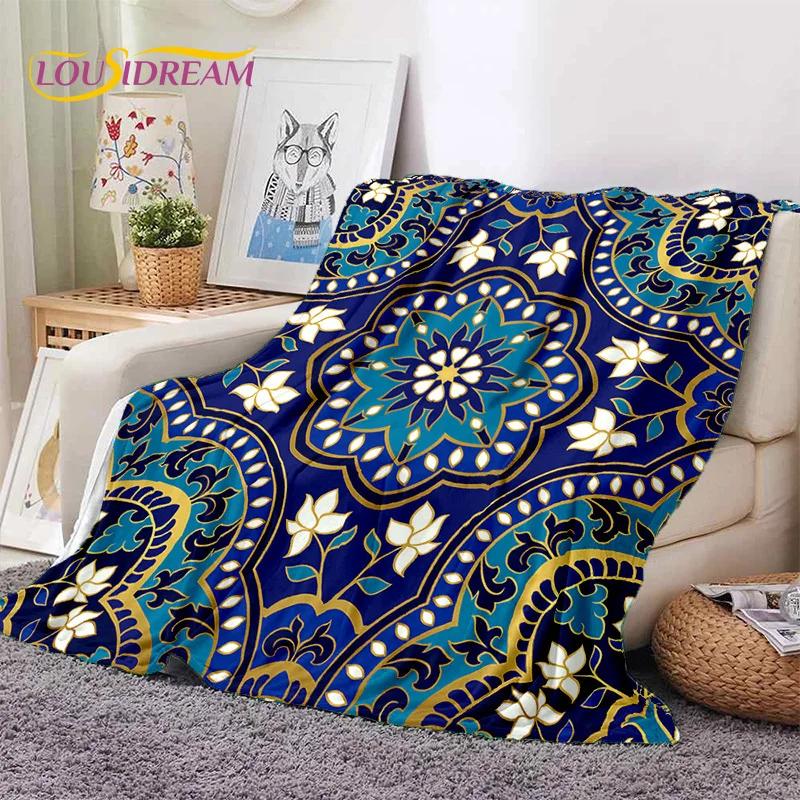 Turkey Persian Bohemian Mandala Flower Soft Flannel Blanket for Bed Bedroom Sofa Picnic,Throw Blanket for Outdoors Leisure Gift