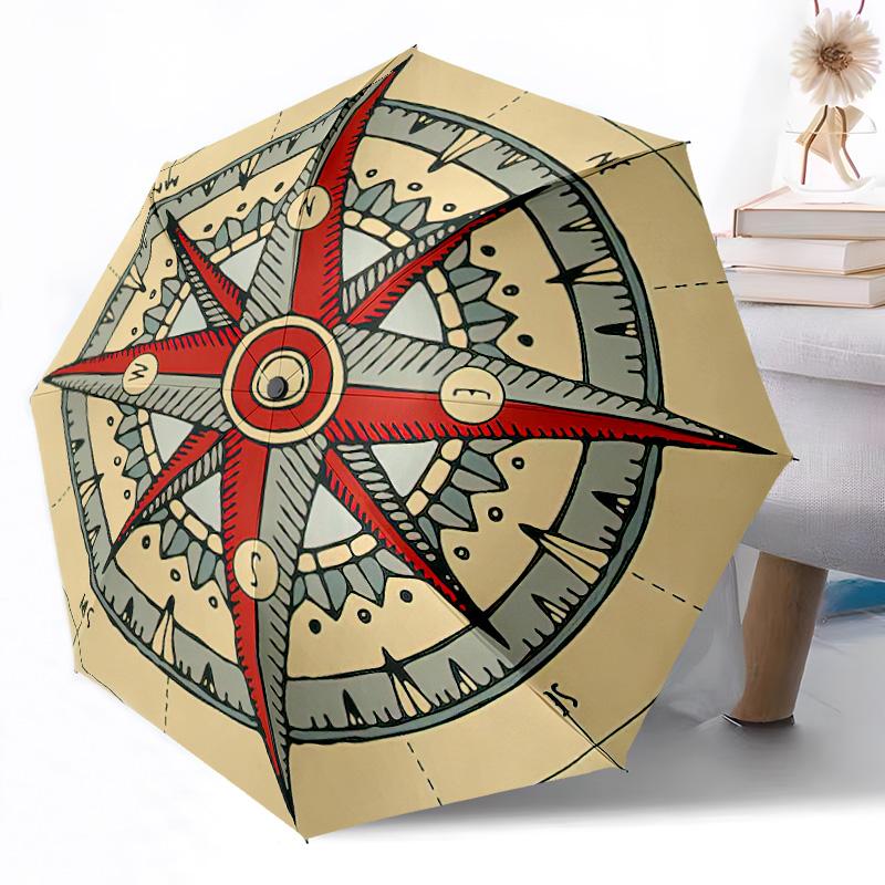 

Maritime Navigation Compass Automatic Umbrella Compact & Durable 8-Rib Design Sturdy Construction All-Season Umbrella for Travel