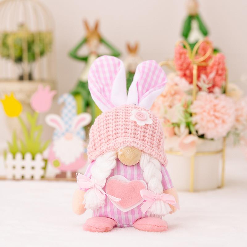 Spring Easter Bunny Doll Figurine Adorable Face Less Gnome Plush Decoration For Festive Celebrations