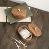 Acacia Wood Qtip Holder Jars Storage Box Multifunctional Cotton Ball/Swabs/Dental Floss Dispenser Box for Table Home Decoration