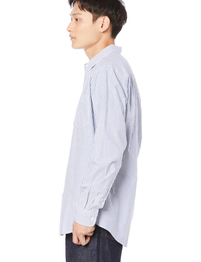 Amazon Essentials Men's Regular Fit Casual Long Sleeve Poplin Shirt, Blue and White, Vertical Stripes, Size L