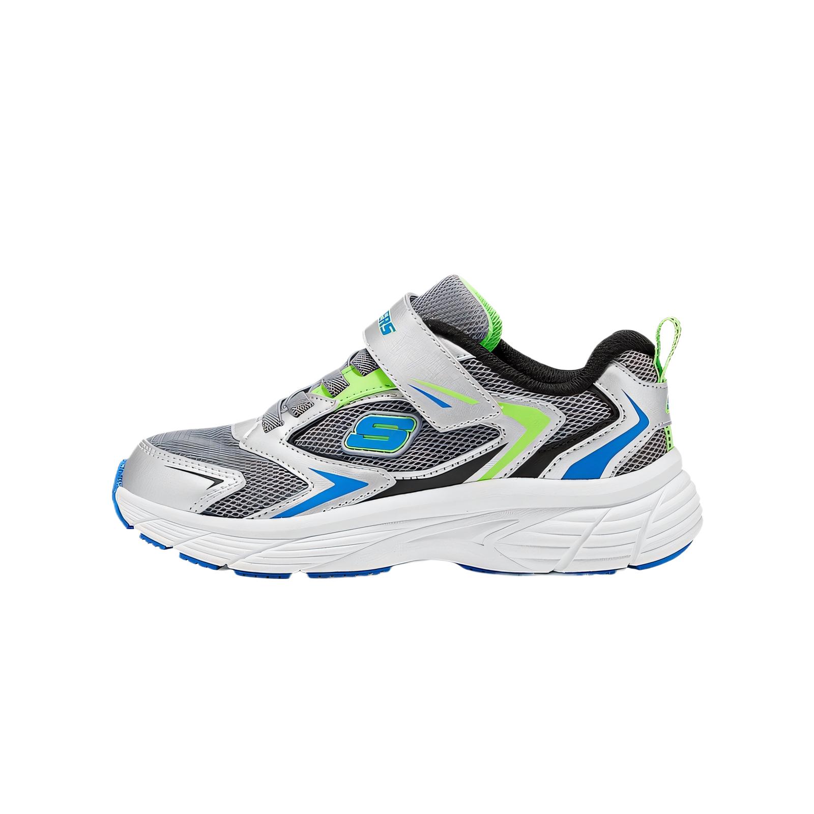 Skechers Boys Mesh Autumn Velcro Comfortable Soft Versatile Stylish Sports Shoes Kids Sneakers Silver 403871L-SMLT 27.5
