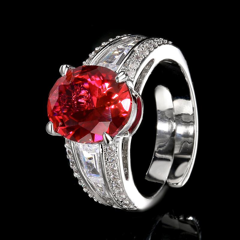 Jewelry Copper Bottom Gold-Plated Simulation Blue Spinel Ring Main Stone 10 * 12