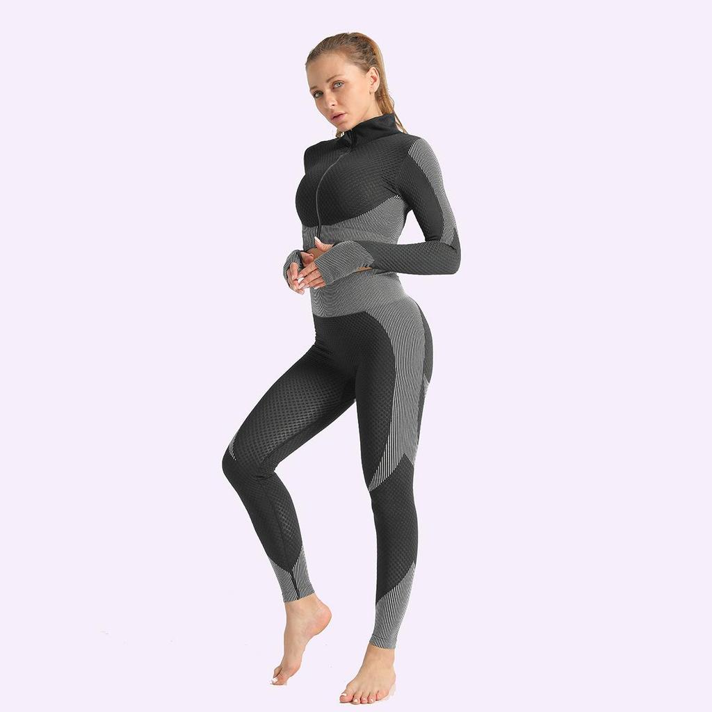Women's High Elastic Seamless Yoga Set: European and American Three-Piece Hip-Lifting Fitness Outfit