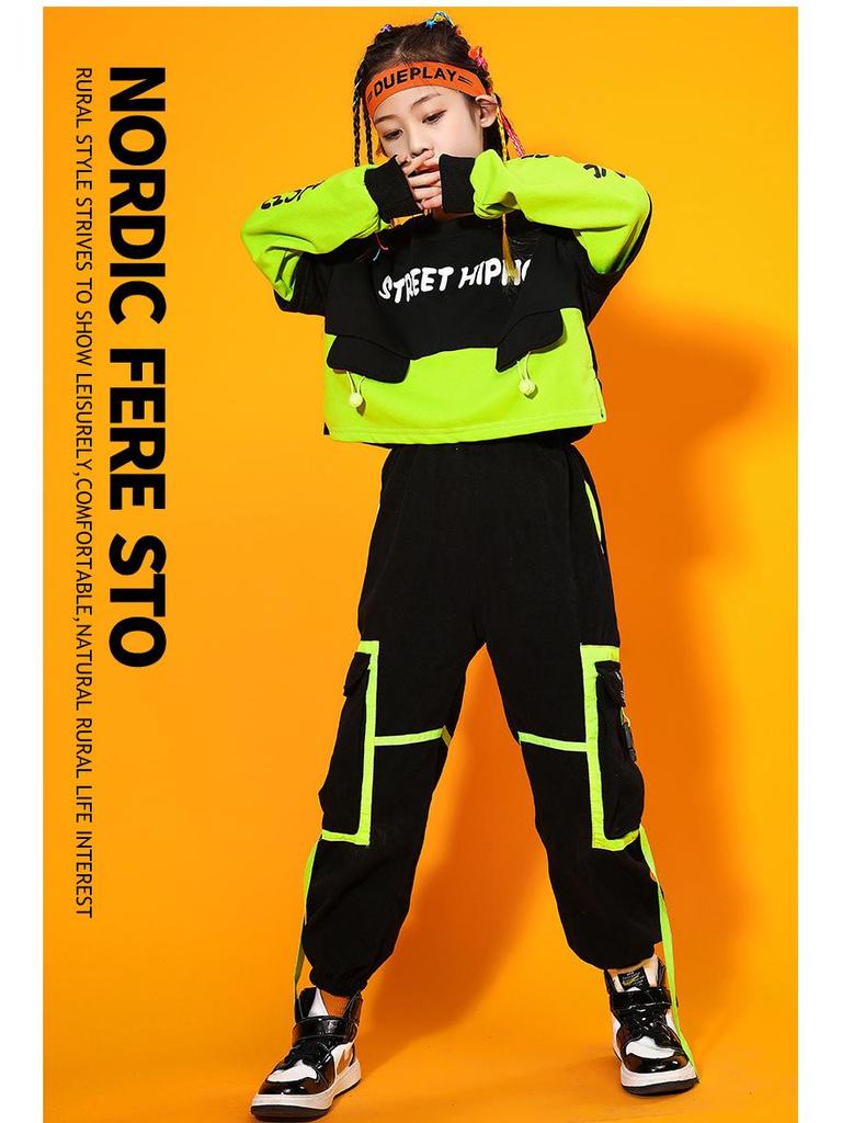 June 1st Kids Street Dance Costume - Boys' Hip Hop Drum Kit Outfit & Girls' Jazz Dance Outfit Trendy Performance Wear.