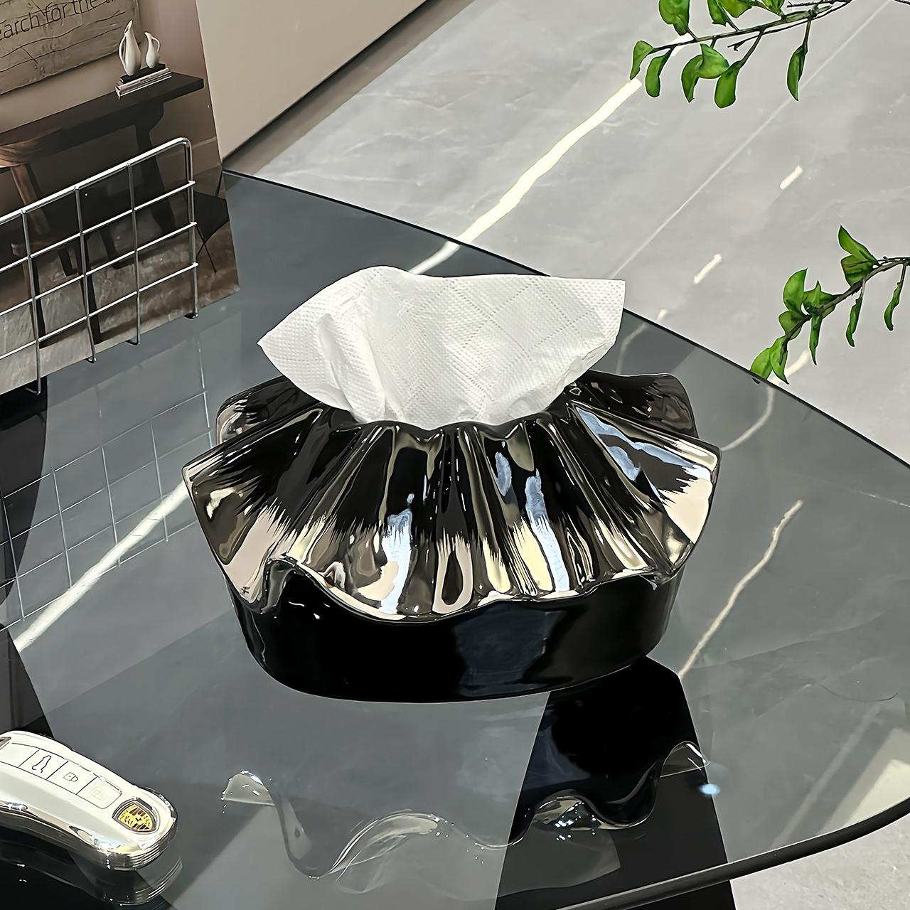 

Ceramic Lace Bag Tissue Box Living Room High-grade Sense of Luxury Paper Box Design Sense of High-end Tea Table Ornaments. срібний