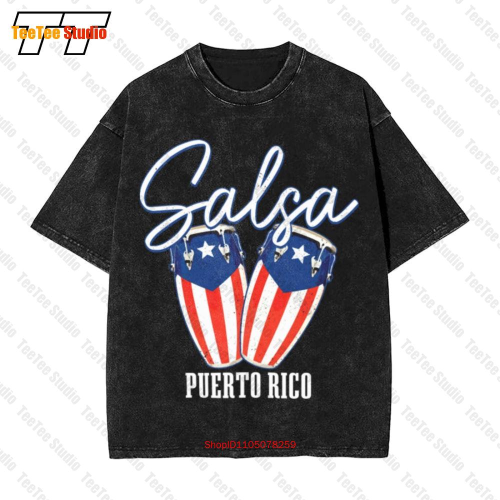 Salsa Puerto Rico Dancing Dancer Puerto Rican Flag Pride Vintage Oversized TShirt WRB S