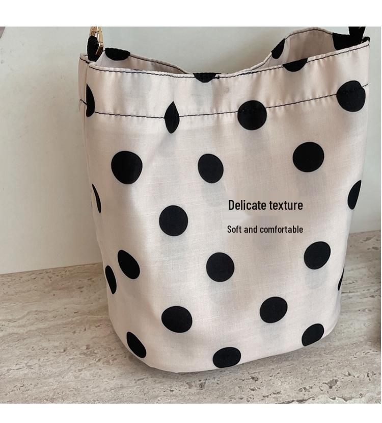 2026 Women's Niche Linen Polka Dot Tote - Versatile, Stylish Single Shoulder Basket Bag