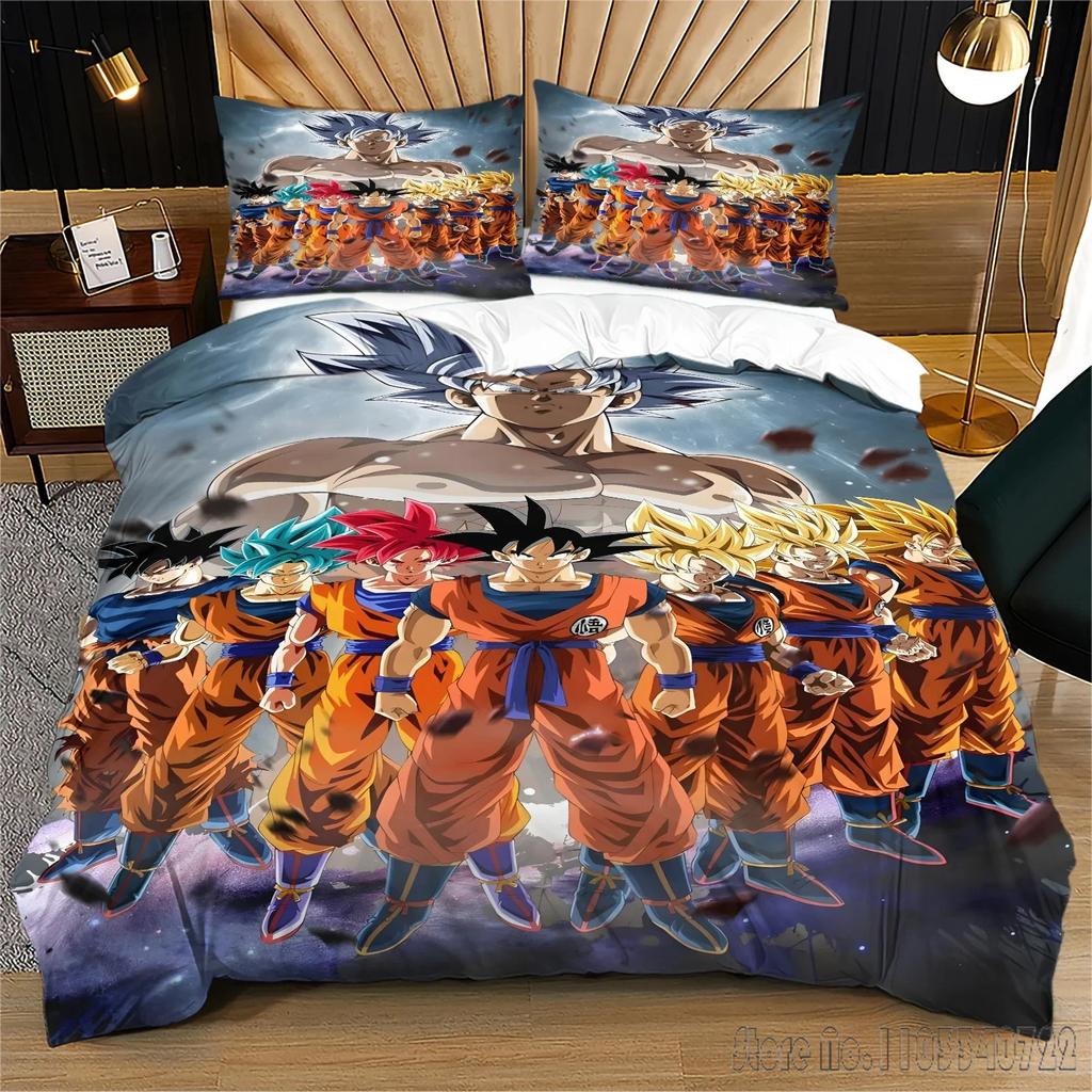 Anime 3D Pattern Dragon Ball Bedding Set Child Baby Duvet Cover Sets Bedclothes Twin Single King Kids Adult Gift