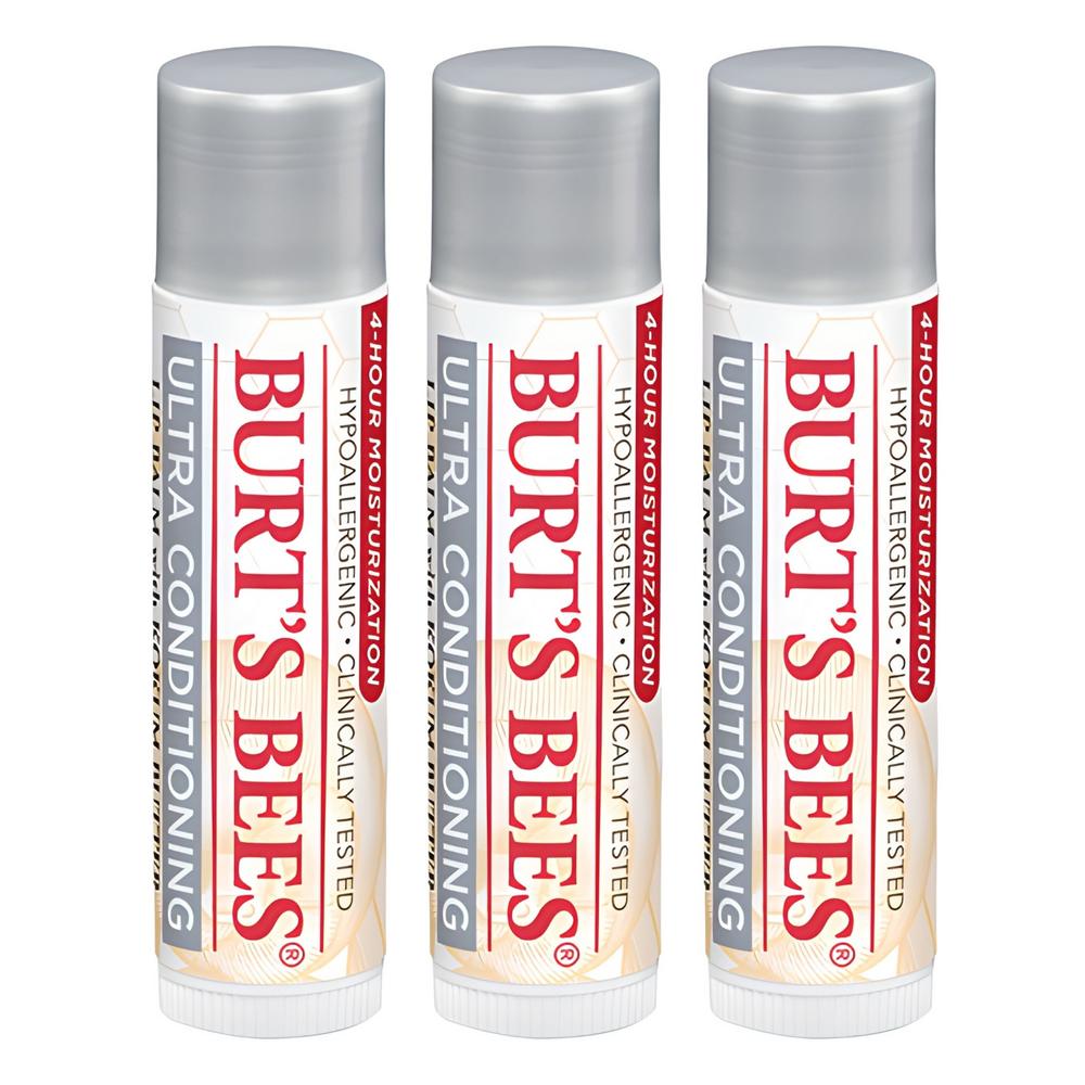 Бальзам для губ Burt s Bees Ultra Conditioning, кокосовое масло, 3 упаковки