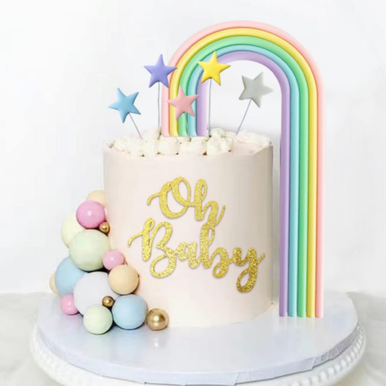 

27Pcs Boho Rainbow Party Cake Toppers Oh Baby Cake Toppers For Girls Birthday Baby Shower Party Decorations