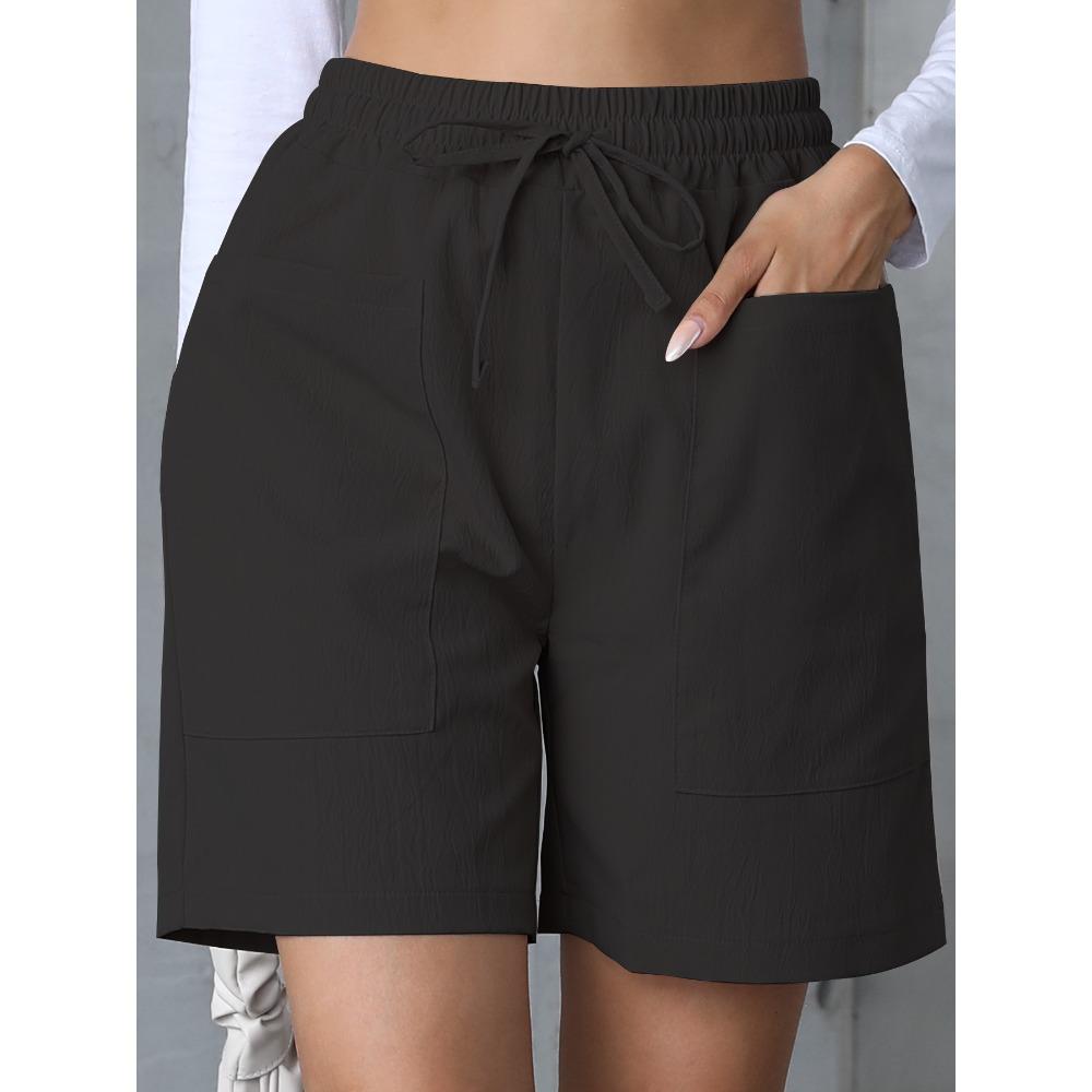 Trendy Women's Casual Drawstring Elastic Waist Relaxed Straight Leg Shorts, Lightweight Breathable Summer Shorts for Daily Wear & Outings shorts