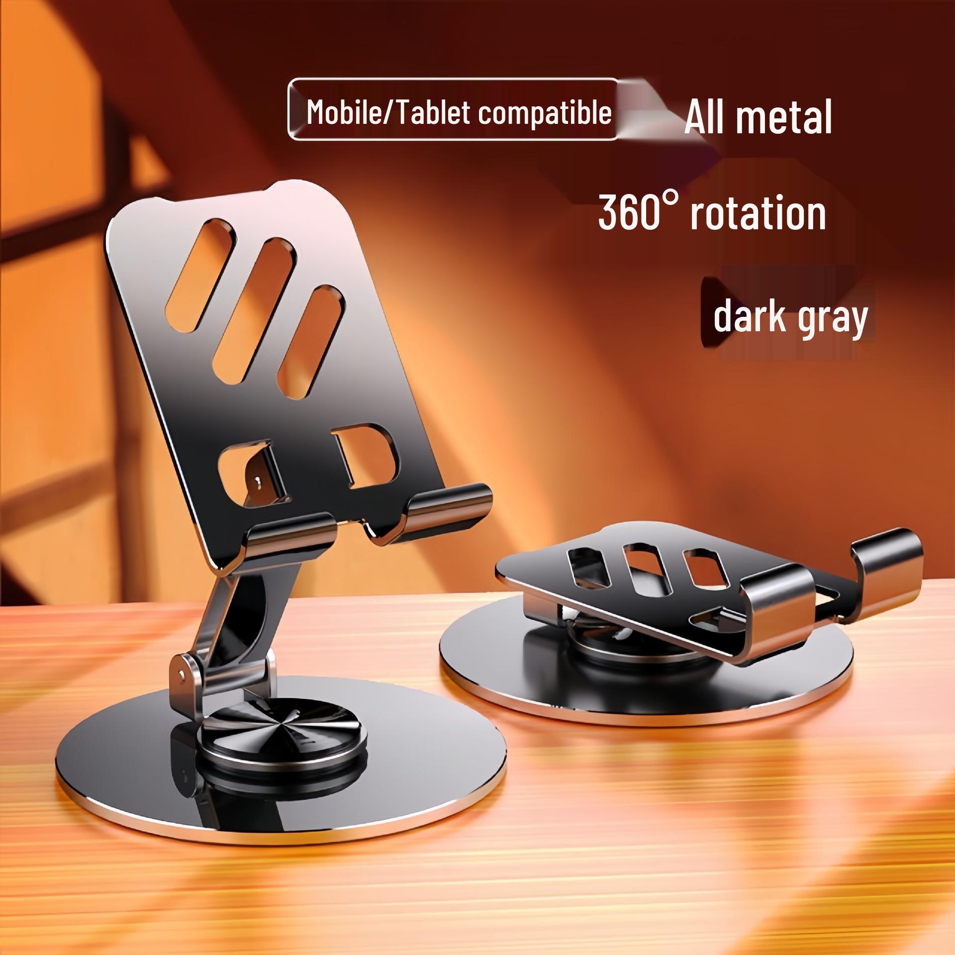 Portable Alloy Phone & Tablet Stand - Rotatable, Foldable Holder for Desktop & Dormitory Use
