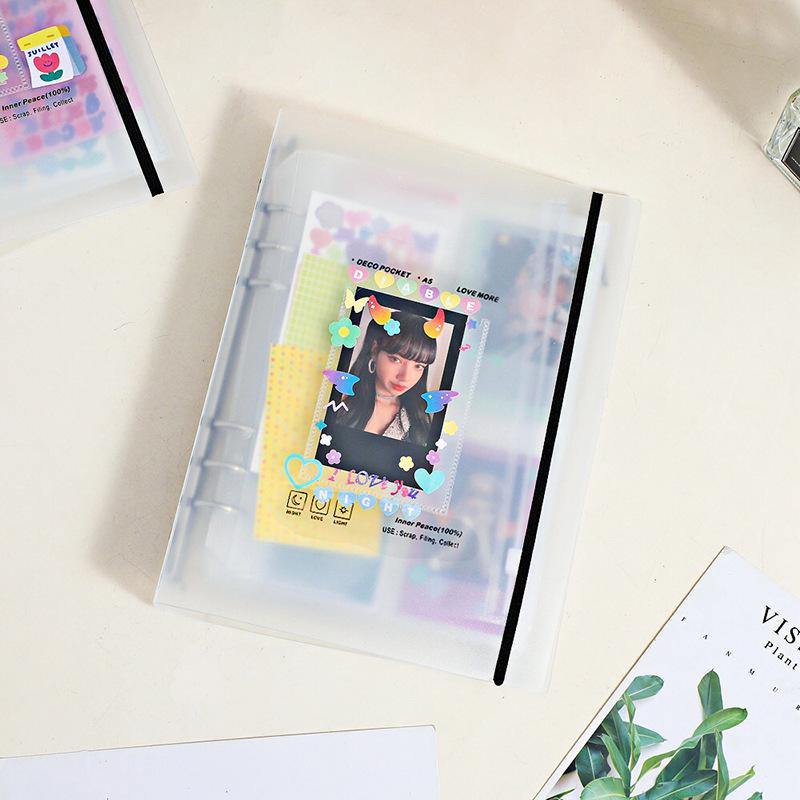 Korean Instax Instant Camera Photo Album: A5 Ring Binder for 3-Inch Photos with Small Card Stickers and Memo Storage. Cover Only, No Pages