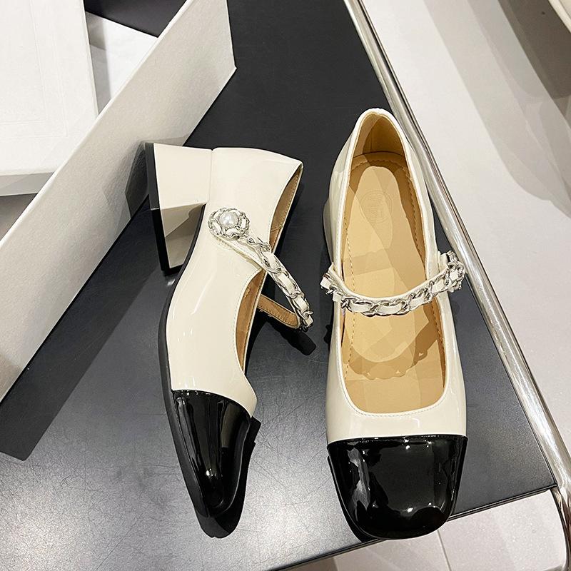 Fashion Mary Jane Shoes for Women 2025 Elegant Medium Heeled Women's Single Shoes Soft and Comfortable Ballet Shoes Zapatos De Mujer
