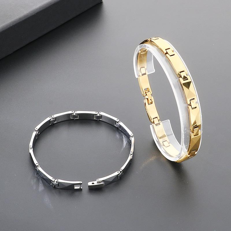 Gold Color Tungste Bracelet for Men Geometric Link Wristband Minimalist Jewelry Daily Casual Party Accessory Gift
