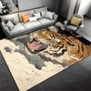 Fierce Tiger Printed Carpet with Clouds, Modern Animal Design Rug Suitable for Use As an Anti-slip for Living Room Bedroom Sofas