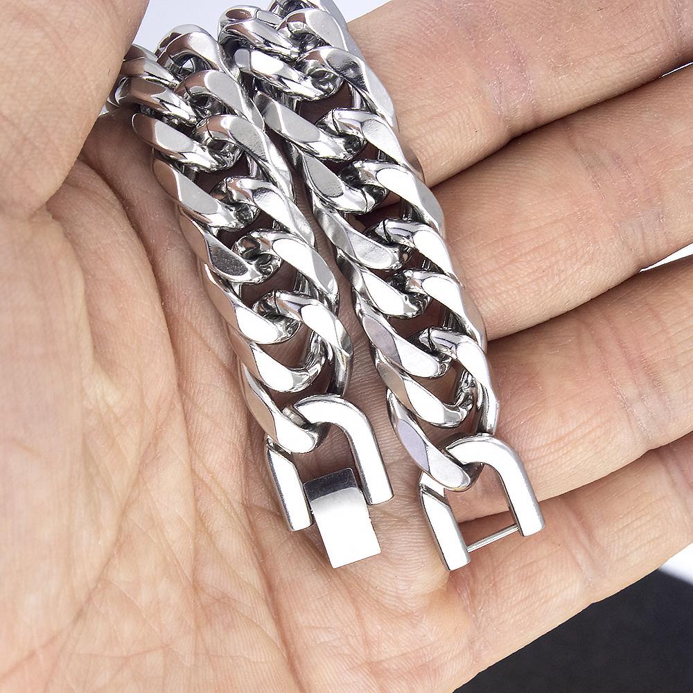 2025 Trendy Stainless Steel Necklace & Thick Macho Titanium Bracelet for Bodybuilding Enthusiasts