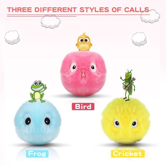 Chirping Cat Ball Toy Interactive Catnip Ball Toy with Birds Frog Crickets Sound Touch Activated Kitten Exercise Toy for Indoor Cats