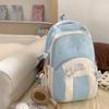 Letters Blocked Color Star Embroidery Pattern Student Backpack With Pendant