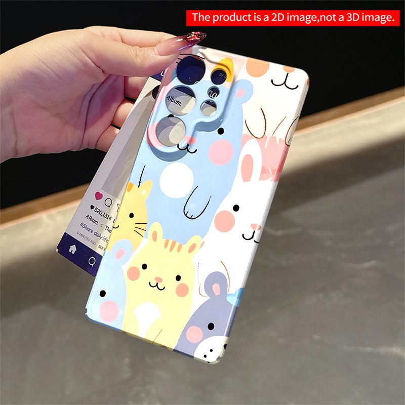 2DFlat Samsung Phone Case Cute Animal Friends Pattern Phone Case Applicable To Galaxy S22 S23 S24 S25ULTRA S26 A12 A13 A14 A15 A16