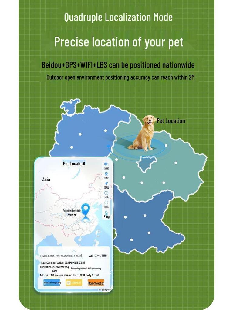 Universal Waterproof GPS Smart Pet Tracker for Cats and Dogs with Remote Control